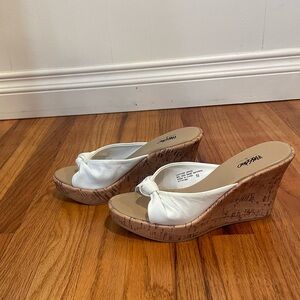 White & tan wedges. Brand new never worn size 5.5 women’s